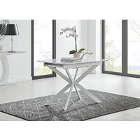 LIRA 100 Extending Dining Table and 4 White Willow Chairs - White