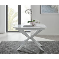 LIRA 100 Extending Dining Table and 4 White Willow Chairs - White