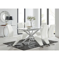 LIRA 100 Extending Dining Table and 6 White Willow Chairs - White