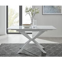 LIRA 120 Extending Dining Table and 4 White Willow Chairs - White