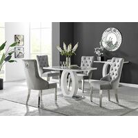 Giovani 4 Grey Dining Table & 4 Grey Belgravia Chairs