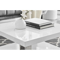 Anzio Square High Gloss and Chrome Small Coffee Table
