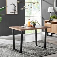 Kylo Brown Wood Effect Dining Table & 4 Black Isco Chairs - Black