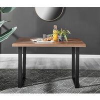 Kylo Brown Wood Effect Dining Table & 4 Black Isco Chairs - Black