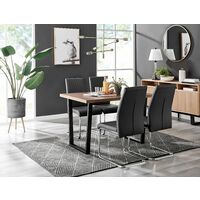 Kylo Brown Wood Effect Dining Table & 4 Black Lorenzo Chairs - Black