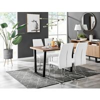 Kylo Brown Wood Effect Dining Table & 4 White Lorenzo Chairs - White
