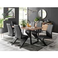 Kylo Brown Wood Effect Dining Table & 6 Black Willow Chairs - Black