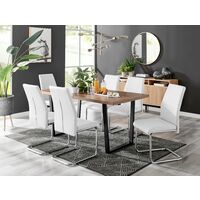 Kylo Brown Wood Effect Dining Table & 6 White Lorenzo Chairs - White