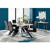 Kylo White High Gloss Dining Table & 6 Black Willow Chairs