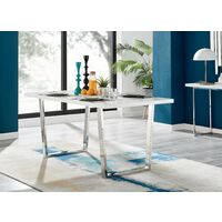 Kylo White High Gloss Dining Table & 6 Black Milan Chrome Leg Chairs