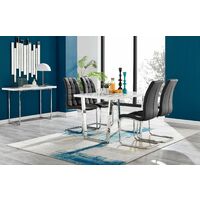 Kylo White High Gloss Dining Table & 4 Black Murano Chairs - Black