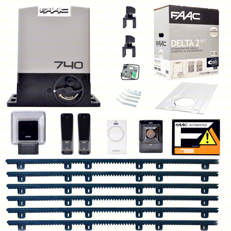 Faac Delta 2 740 Kit 6 Mt Cremagliera Nylon Automazione Cancello Scorrevole