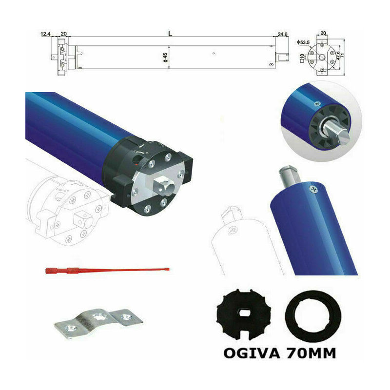 Kit Automazione Tende Da Sole 50 Nm 100 Kg Motore Con Manovra Soccorso Centrale Tx