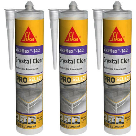 Juego de 3 adhesivos de masilla SIKA Sikaflex-142 Crystal clear -  Transparente - 290 ml