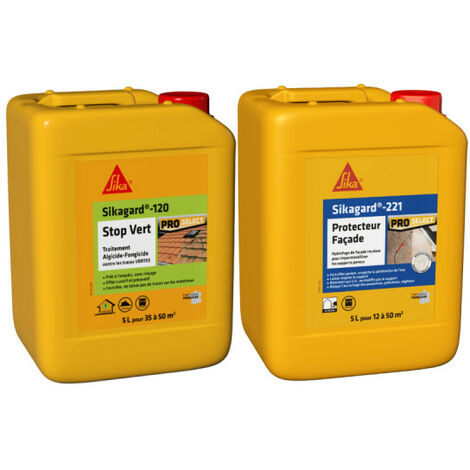 Paquete de tratamiento y protección SIKA - Sikagard-120 Stop Vert 5L - Sikagard-221 Protector de fachadas 5L