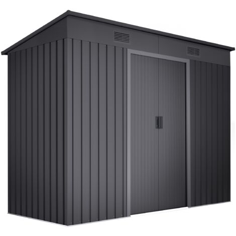Wasabi – Abri de jardin métal 3,14m2 – Double porte coulissante – 238x130x202cm – Structure en acier zingué – Garantie 10 ans contre corrosion (1/5)
