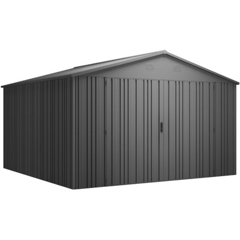 Abri de jardin métal Pioneer Y130 - Structure autoportante - Portes renforcées - Serrure avec clé incluse - Piliers en V - Cabane extérieur 12,46m2