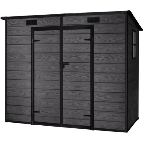 Hoggar – Abri de jardin résine noir 2,9 m² – Dimensions 158x158x196 cm – Double porte abattante – Fenêtre lumineuse – Rangement sécurisé