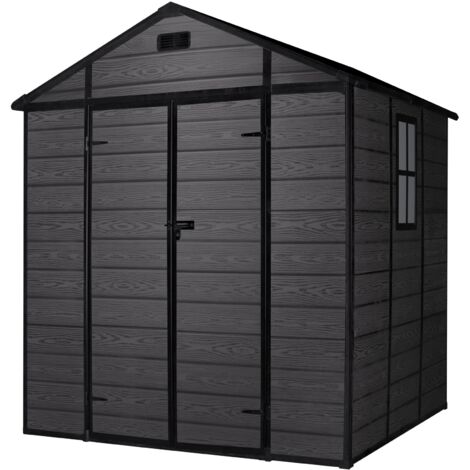 Hoggar – Abri de jardin résine 4,6m² – Dimensions 178x178x196cm – Double porte abattante – Fenêtre pour lumière naturelle – Toit incliné durable