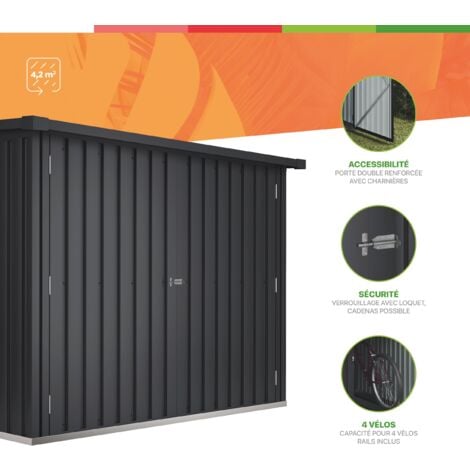 Armoire 4 vélos Nyon 4,2 m2 - Garantie 10 ans - 204x206x163cm