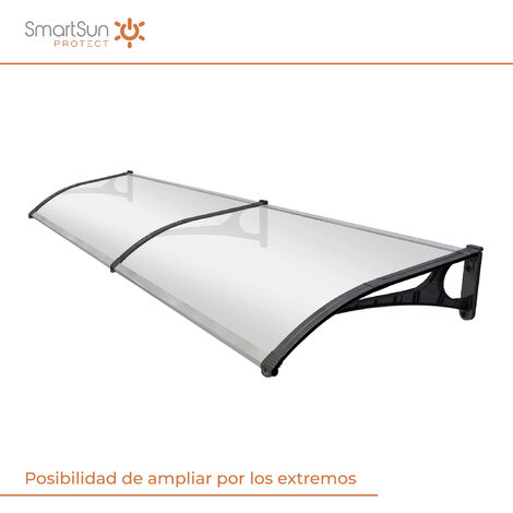 SmartSun Marquise Evoke aluminium 120x80cm. Panneau solide epaisseur extra résistante de 2,7 mm. Auvent de porte