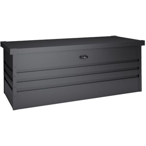 Coffre de jardin en métal Sveg 716 L - 165x70x62cm - Garantie 10 ans - Serrure de sécurité avec clé - Ouverture facile par vérins à gaz