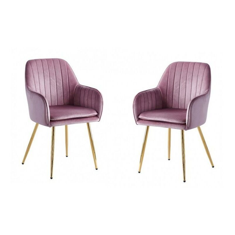 PACK DE 2 SILLONES ATLANTA TERCIOPELO ROSA PALO PATA ORO