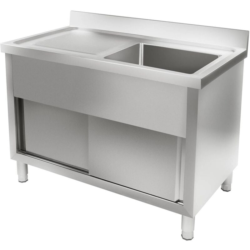 Fregadero De Acero bajomueble armario cocina mueble con puertas correderas 120cm royal catering rchs1200ws 120