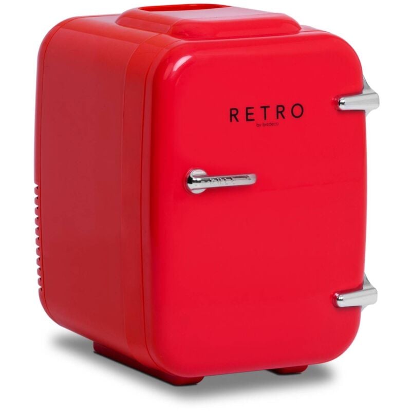 Mini Refrigerador Minirefrigerador Nevera Con Diseńo Retro Para Coche 4L Rojo