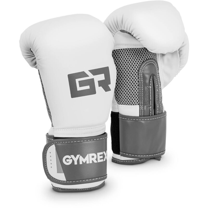 Guantes De Boxeo Entrenamiento Boxing 8 Oz Malla Interior Blanco Gris Metalizado