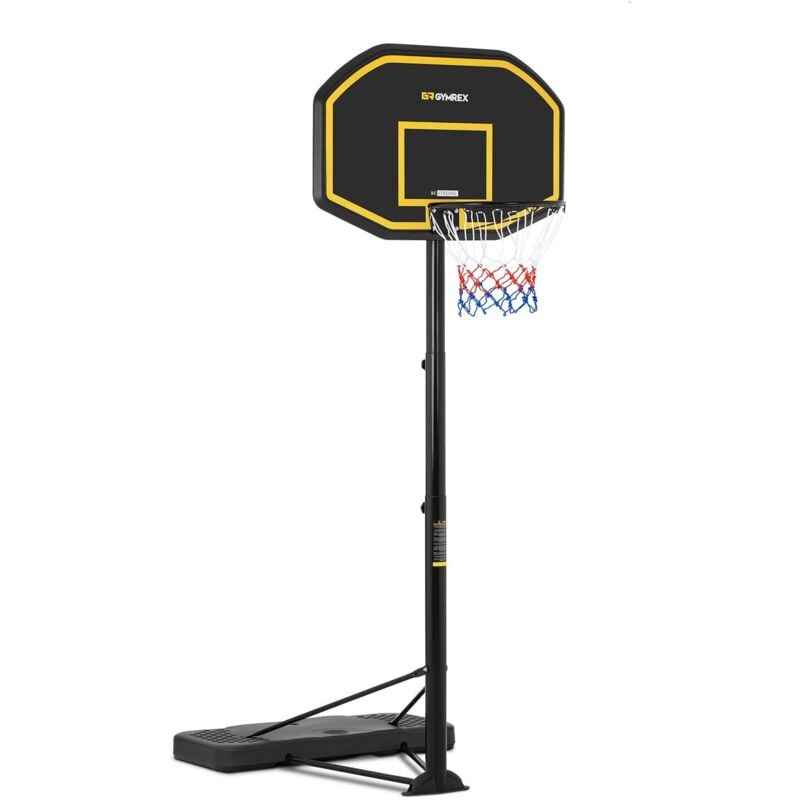 Gymrex Canasta De baloncesto tablero con soporte pie aro ø 45 cm grbs11 rellenable 2 ruedas regulable