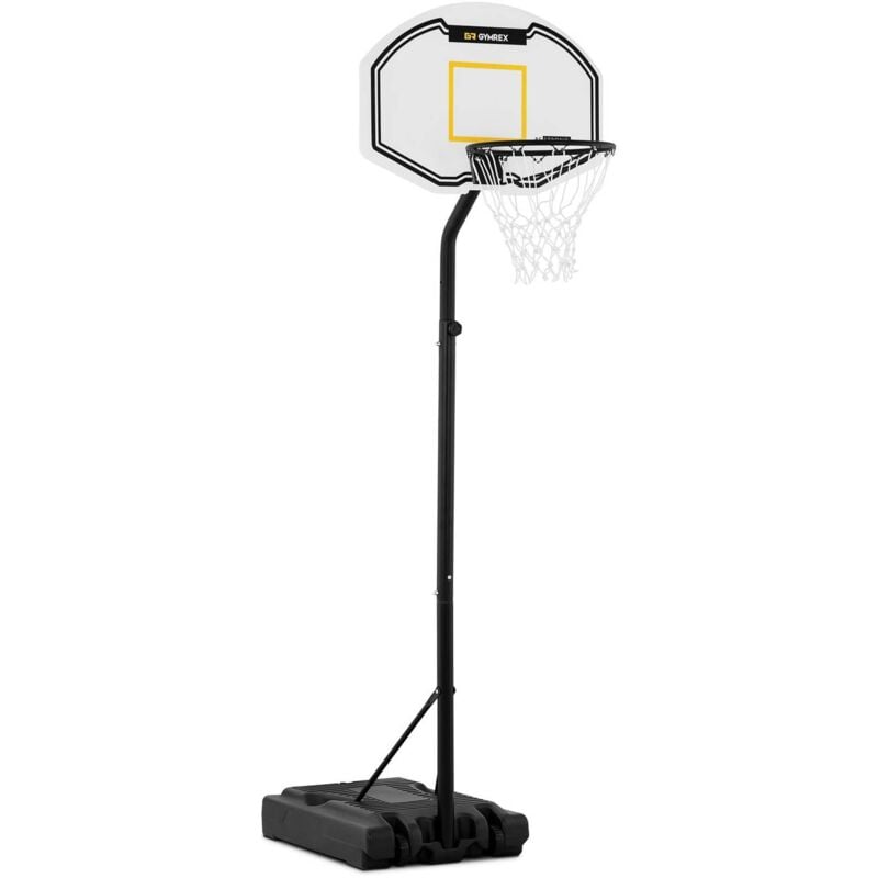 Gymrex Canasta De baloncesto tablero con soporte pie aro ø 43 cm grbs12 rellenable 2 ruedas regulable