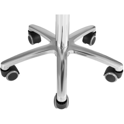 Taburete con ruedas y respaldo para estética - 445-580 mm - 150 kg - Blanco