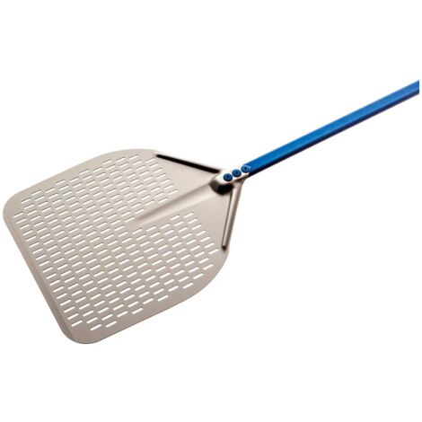 Pala De Pizza Perforada De Aluminio Anodizado - 9 Pulgadas (23 Cm), Mango Corto Con Funda De Silicona - Ideal Para Horno Y Pizzas Caseras