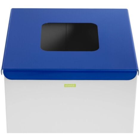 Cubo de Basura Contenedor para Residuos Reciclaje 60 L Blanco Etiqueta Papel