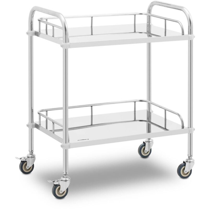 Carrello da laboratorio acciaio inox 2 ripiani 20 kg freni