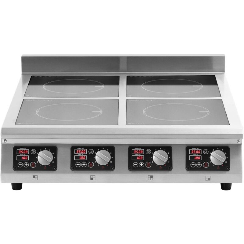 Fry top a induzione 4 fuochi con 4 x 3500 W Timer acciaio inox