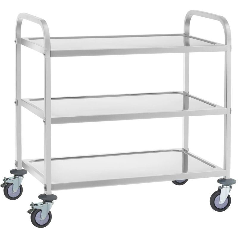 Carrello Inox 3 Ripiani Fino A 150 Kg 2 Freni Carrello Di Servizio Acciaio  Inox