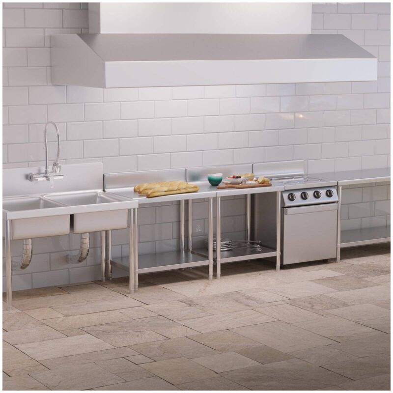 Tavolo inox - 90 x 60 cm - Alzatina - Portata: 210 kg piano da lavoro  cucina banco lavoro esterno acciaio