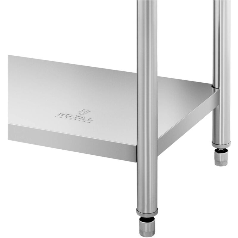 Tavolo da lavoro con mezzo ripiano - 200 x 60 x H 90cm - con 6 gambe -  acciaio inox - 78120358