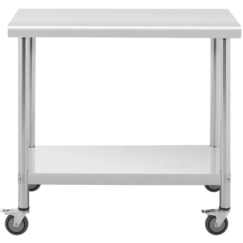 Tavolo acciaio inox con alzatina - 150 x 70 cm - 93 kg capacità massima -  Royal Catering