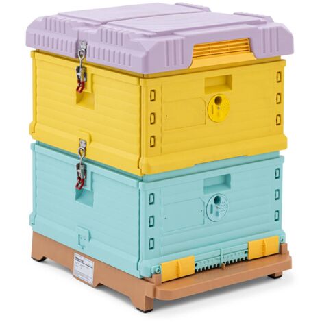 Arnia per api - 2 melari e cassetta con foro d'ingresso - fori di  ventilazione con copertura in metallo