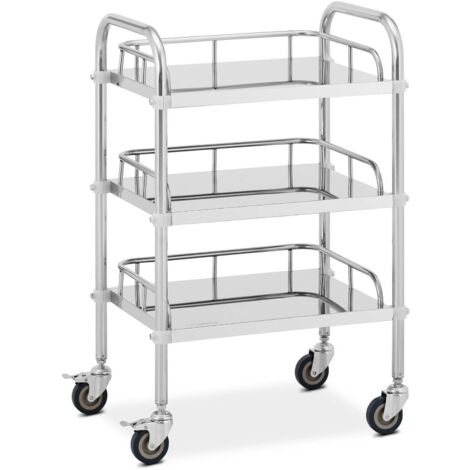 Carrello portavivande in acciaio inox 3 ripiani freni max 150kg