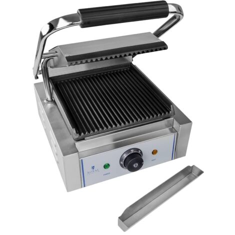 Piastra Bar Panini In Ghisa Singola Rigata Professionale Toast Media 1800 W