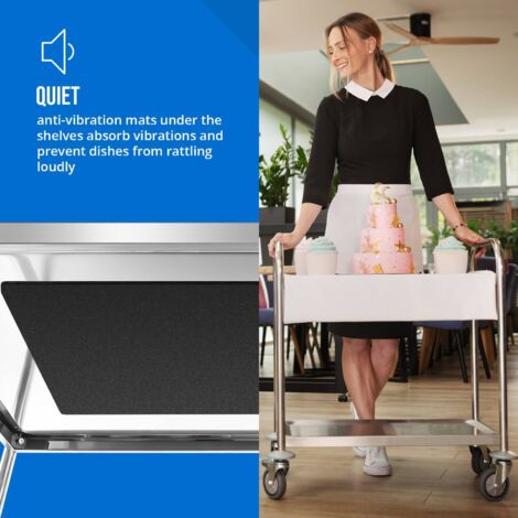 Carrello Inox Di Servizio Per Cucina In Acciaio Ruote 2 Ripiani Fino A 150 Kg