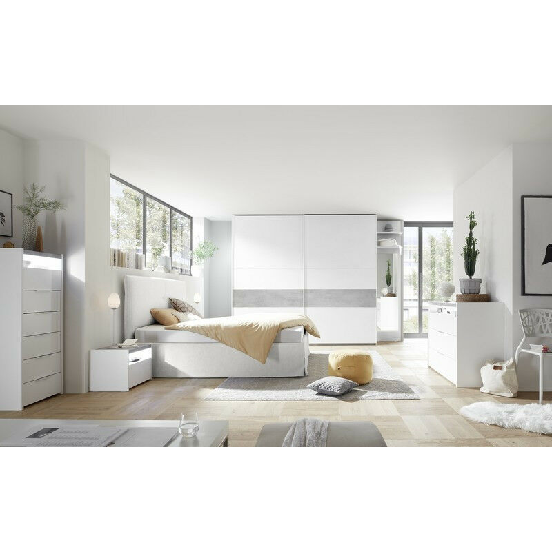 Dormitorio Estilo Nórdico Completo Blanco y Sahara 150 CM (CAMA OPCIONAL)