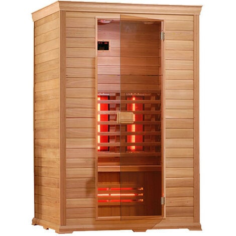 Sauna de infrarrojos angular fabricado en madera de abeto con puerta de  vidrio France Sauna