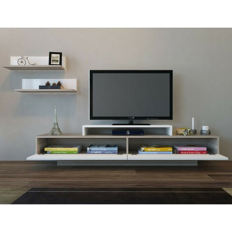 Conjunto mueble TV LUSI 180 cm blanco y cerusa