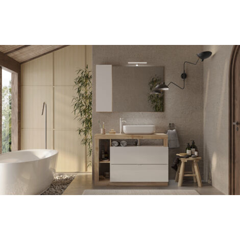 Conjunto muebles para baño HAMBURG blanco brillante y Kadiz 110 x 79 x 49 cm