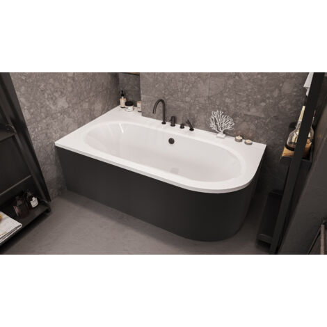 Bañera HILIO IZQUIERDA con faldón negro 150/160/170/180 - Dimensiones: 170cm